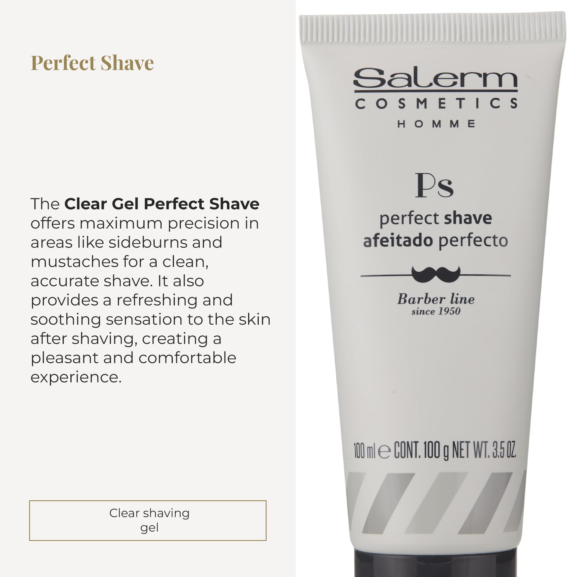 SALERM - Men's Shaving Gel - Perfect Shave Homme Barber Line - Transparent Gel for a Perfect Shave - Calms and Hydrates the Skin - Helps Reduce and Delay Hair Growth