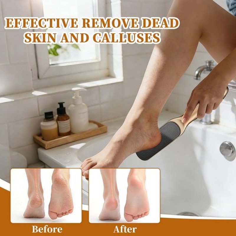 Lizbin Nano Glass Foot File, Manual Foot File Callus Remover, Dual Sided Foot Rasp Dead Skin Remover, Foot Scrubber, Professional Pedicure Tool for Soft, Smooth Feet (Golden)