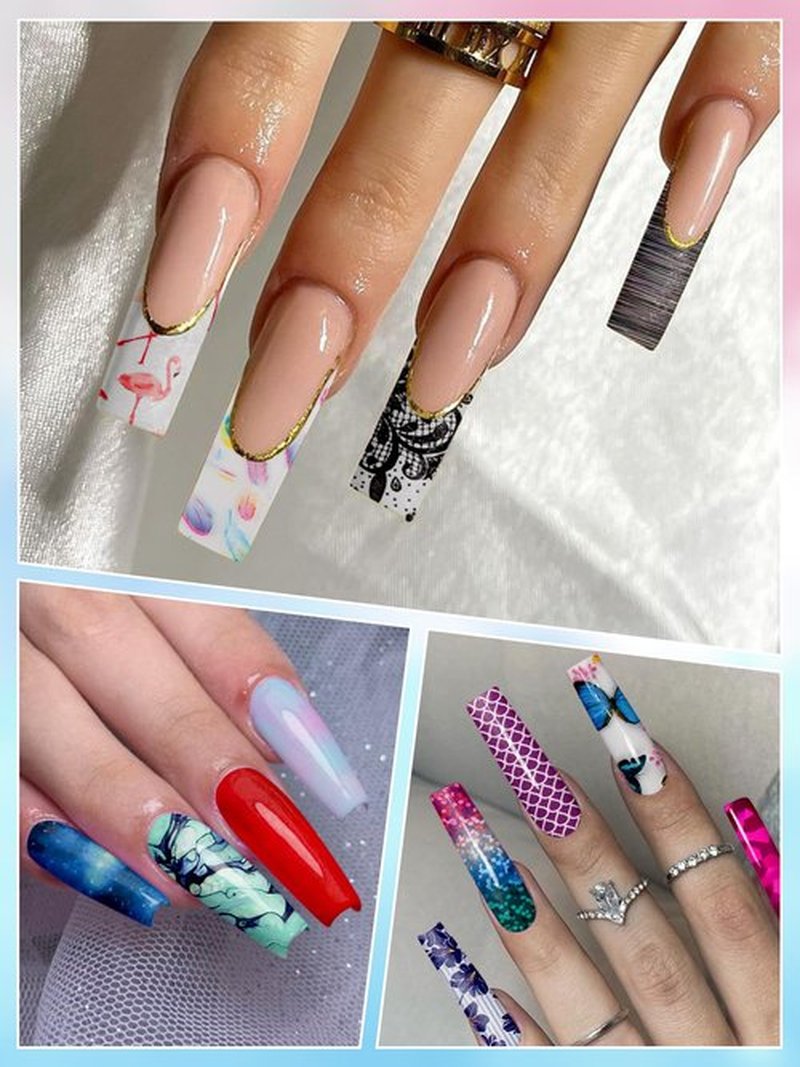 Kalolary 30ML Nail Foil Glue Gel with 80Pcs Foil Transfer Stickers Set, Holographic Nail Art Transfer Stickers DIY Decoration for Salon or Home Use