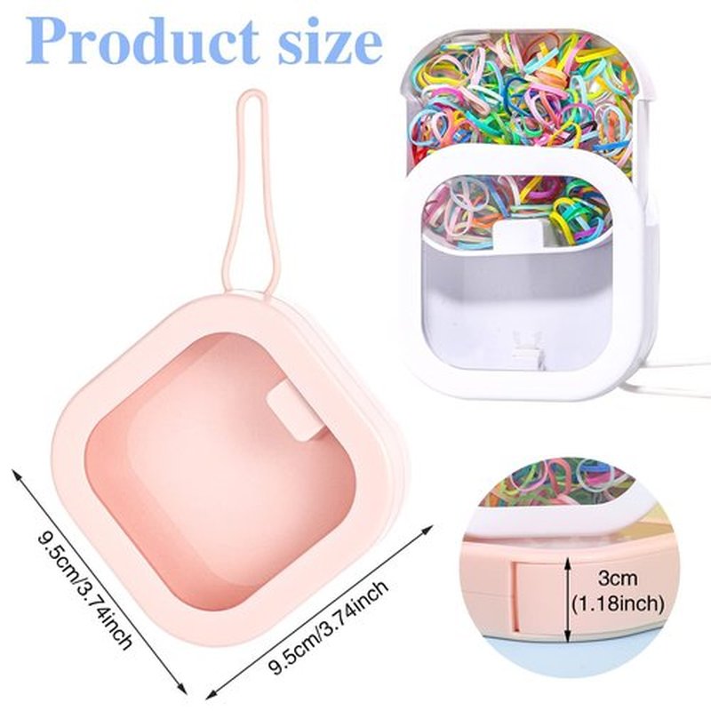 Prudiut 2Pcs Hair Tie Organizer, Hair Tie Holder Clip Organizer for Baby Teen Girl Women, Portable Hanging Small Items Desktop Travel Storage Box(Pink and White)