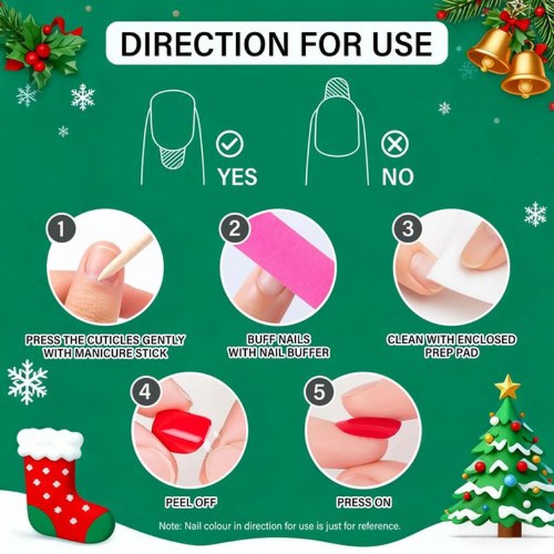 Christmas Press on Nails - Medium Almond Red French Tip Fake Nails with Snowflakes Christmas Tree Design Glitter Glue on Nail Xmas Full Cover Cat Eye False Nails Artificial Acrylic Nails 12 Size 24Pcs