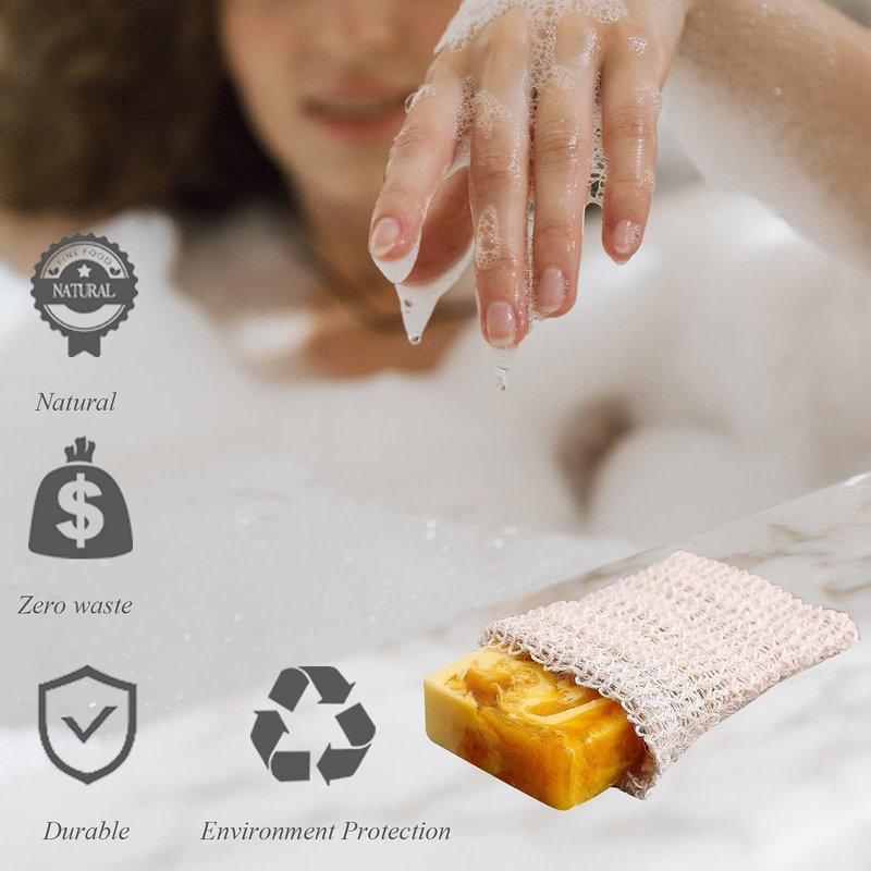 ZEPELOFFY Bar Soap Pouch,10 Packs Sisal Soap Saver bags for Exfoliating, Shower,Scrubber