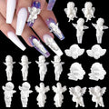 XEAOHESY 90 Pcs Baroque Angel Nail Charms 3D Embossed Angel Baby Nail Art Charms Cute Cupid Nail Accessories Charms for Acrylic Nails Retro Baroque Decor Nail Supplies for Women（White）