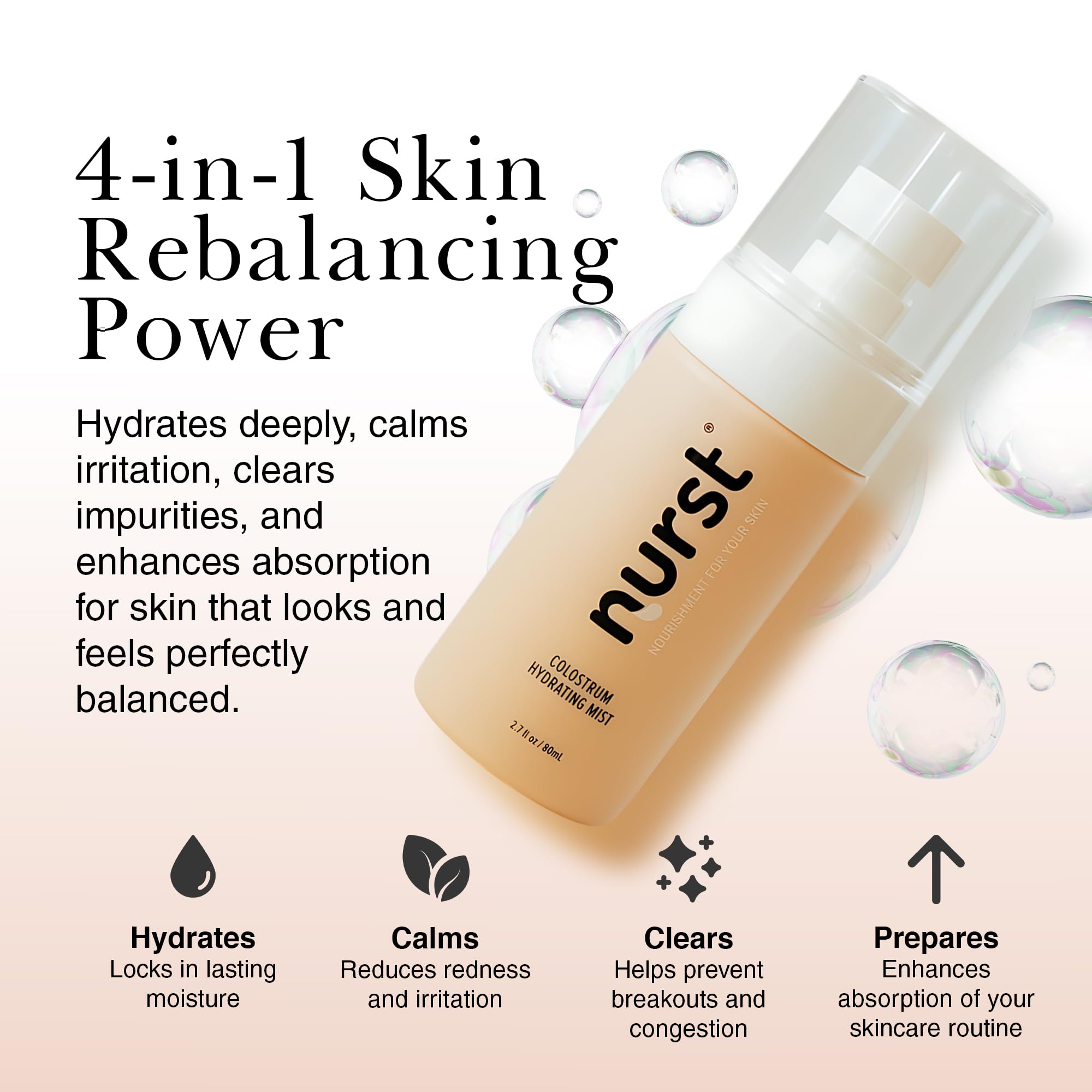 Nurst Colostrum Hydrating Face Mist - 2-in-1 Facial Spray & Serum - Hyaluronic Acid Niacinamide Setting Spray - Prepares Skin for Skincare - Cucumber Aloe Mist 2.7oz