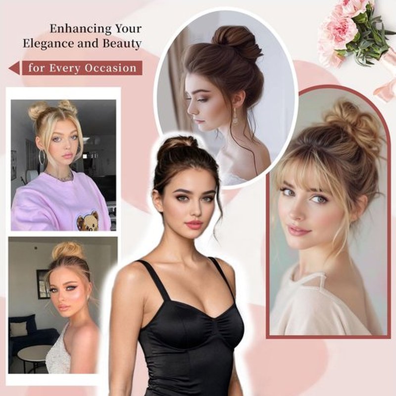 Messy Bun Hair Piece 100% Real Human Hair Natural Curly Scrunchies Dark Brown Updo Donut Chignon with Elastic Rubber Band Fluffy Bun Hair Pieces for Women Girls (#2 Dark Brown)