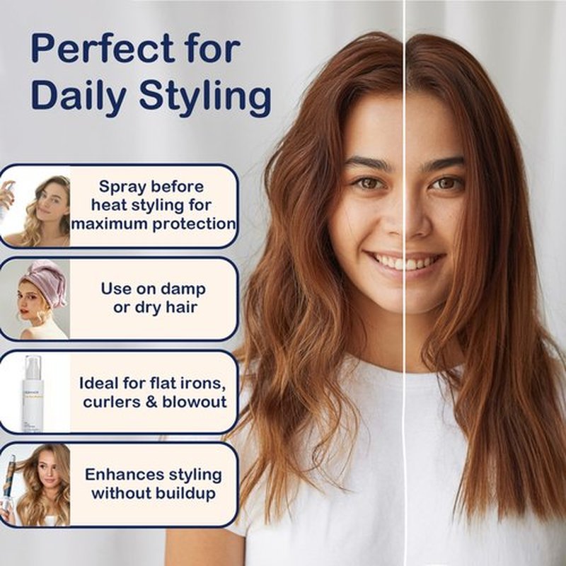 SilkAmor Leave In Conditioner Spray - Silk Protein Hair Conditioner, Heat Protection, Smoothing, Repairs Dry Damaged Hair, and Anti-Frizz, 150ml