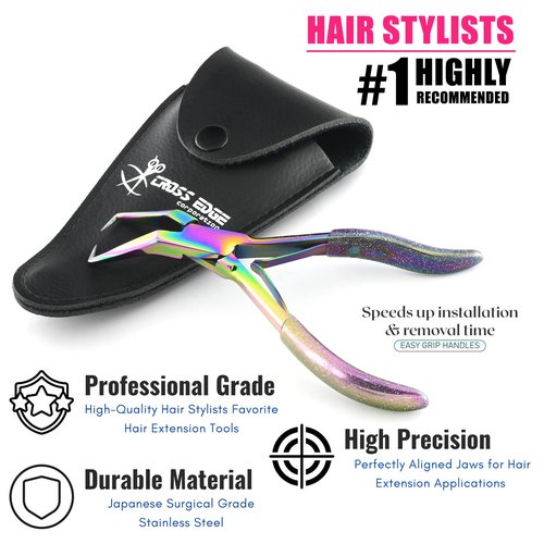 Professional Hair Extension Tools Microlink Bead Remover Plier for Hair Extensions Removal Micro Ring Beads Opener 5.5 Inch Pliers Silver Polish Stainless Steel – Cross Edge Corporation (Rainbow)