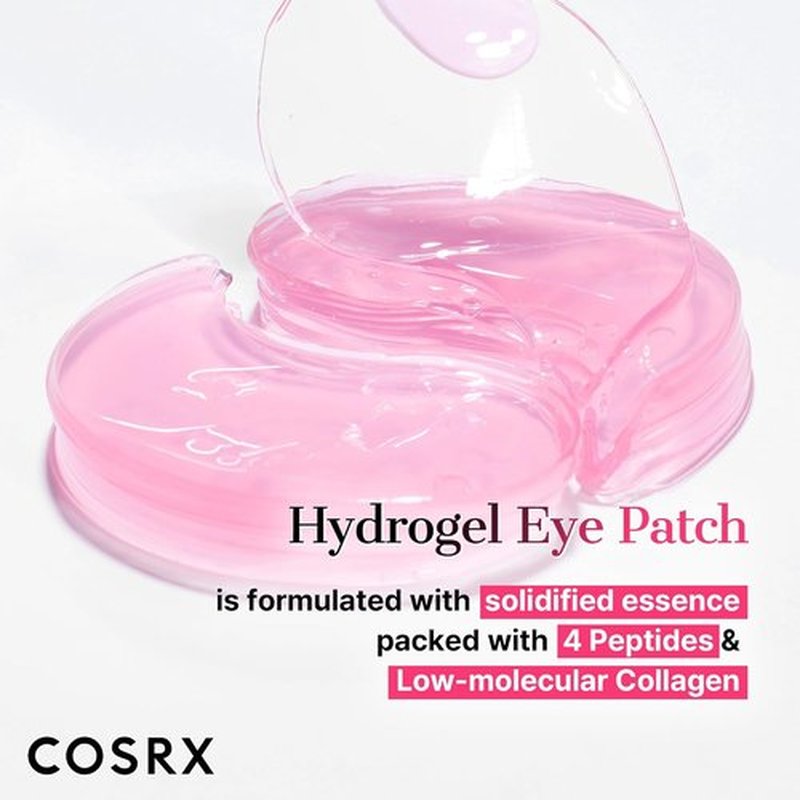 COSRX Pink Peptides Collagen Eye Patch - Reduces Puffiness & Dark Circles | 60 Hydrogel Under Eye Masks