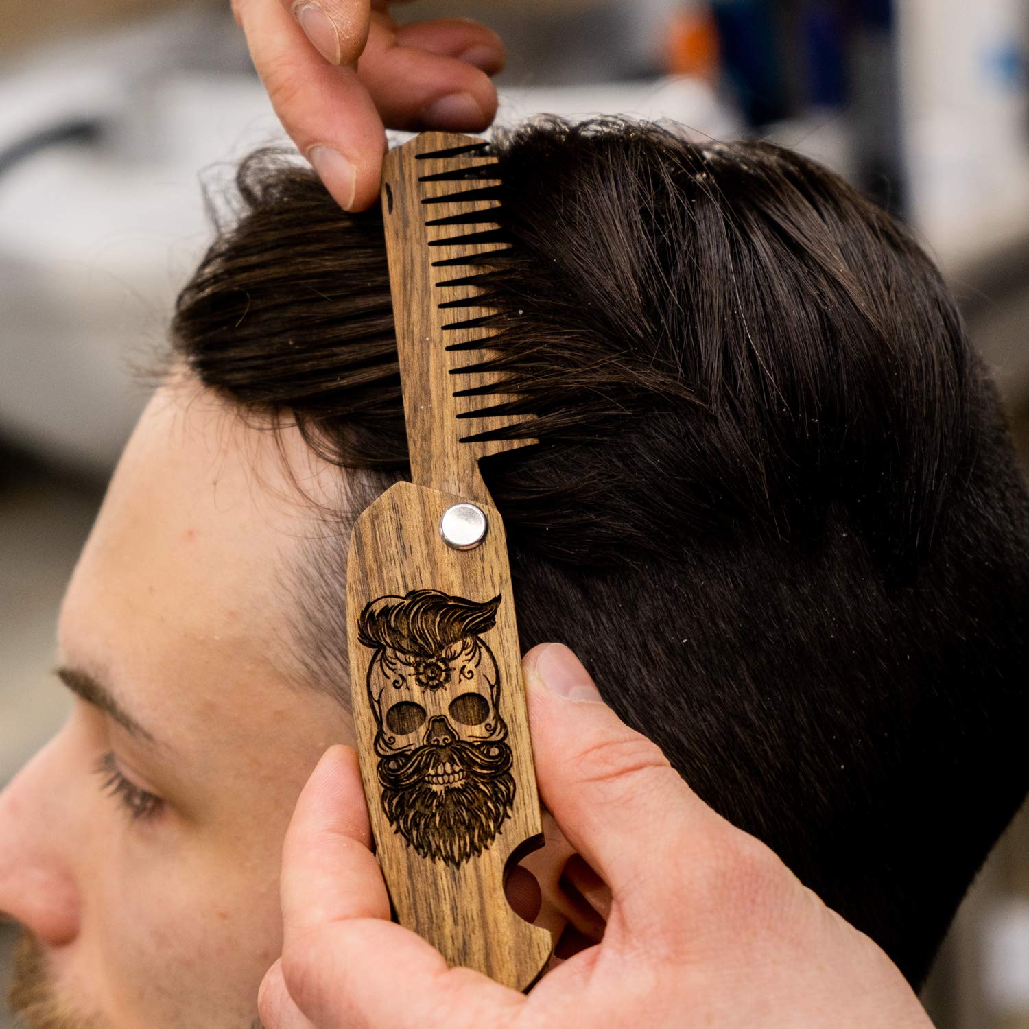 Beard Comb Personalized Gifts (Walnut, Skull)