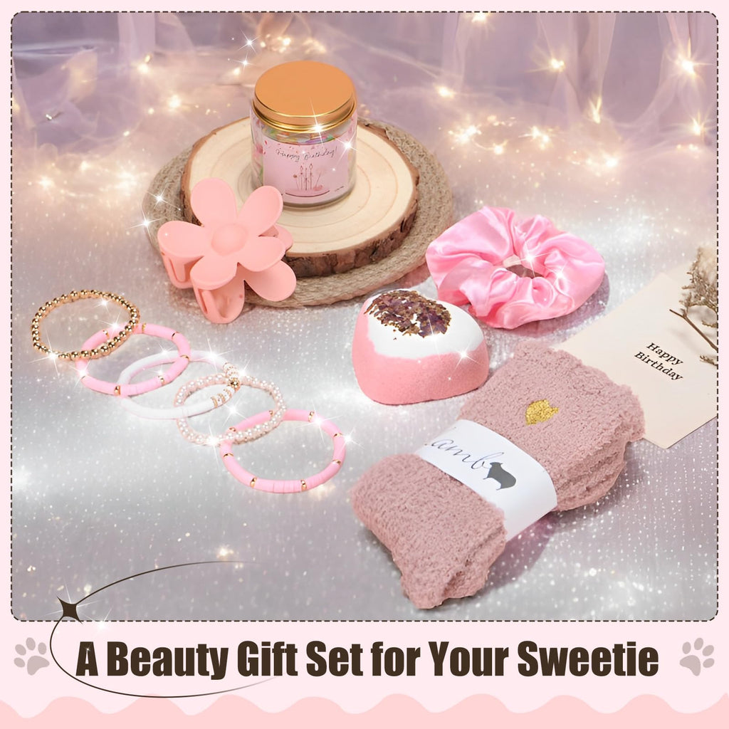 HIDDEN NUTS Birthday Gift for Teen Girls, Happy Birthday Box for Girl, Cute Preppy Stuff for Tween Girls, Christmas, Cute Daisy Aesthetic Glass Cups Tumbler Teen Gals Gifts Set 8pcs