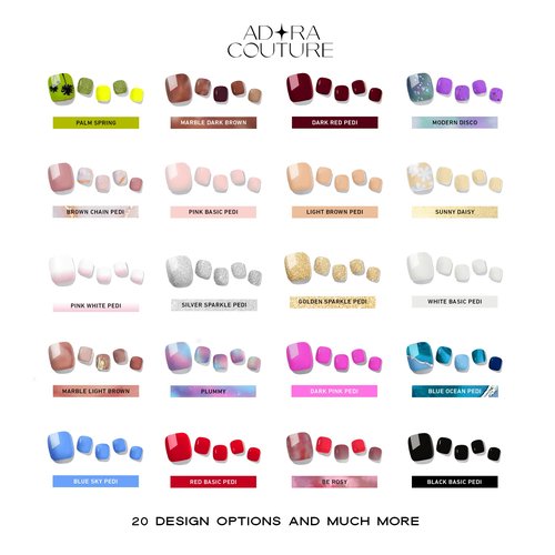 Adora Couture Semi Cured Gel Nail Strips - 32 pcs Gel Pedicure Stickers, Easy to Apply & Remove Toenail Stickers, Salon Quality at Home & Long Lasting - UV Nail Lamp Required - Modern Disco P