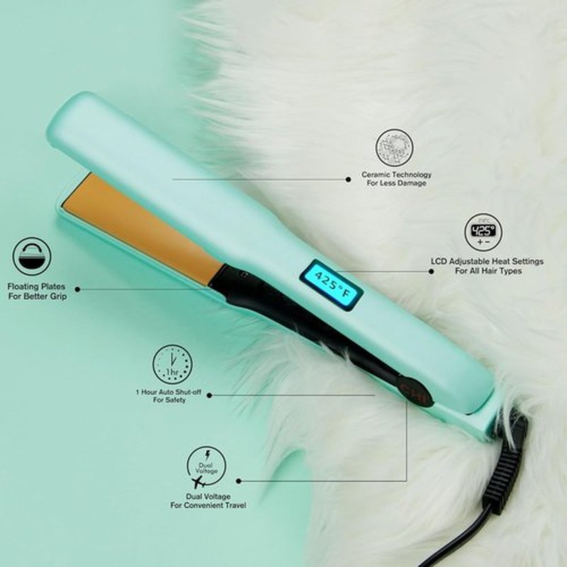 CHI Original Flat Iron Hair Straightener - Ceramic Floating Plates for Smooth Styling | 1.25" Mint Mojito