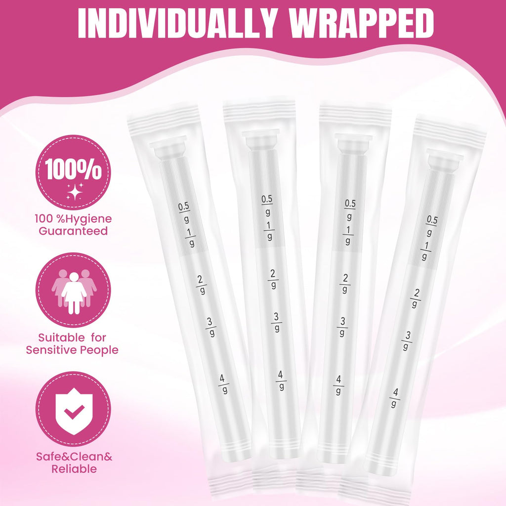 30 Pack Disposable Vaginal Suppository Applicator for Women, Fits Most Lubricants Creams Gels Pills Tablet Suppositories, Threaded End, Soft & Small Tip, with Dosage Markings, Individually Wrapped