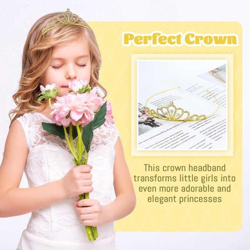 inSowni 8 Pieces Gold Metal Dazzling Rhinestone Princess Tiara Crown Headbands Wedding Birthday Party Prom Headpieces for Women Girls Brides Bridesmaids
