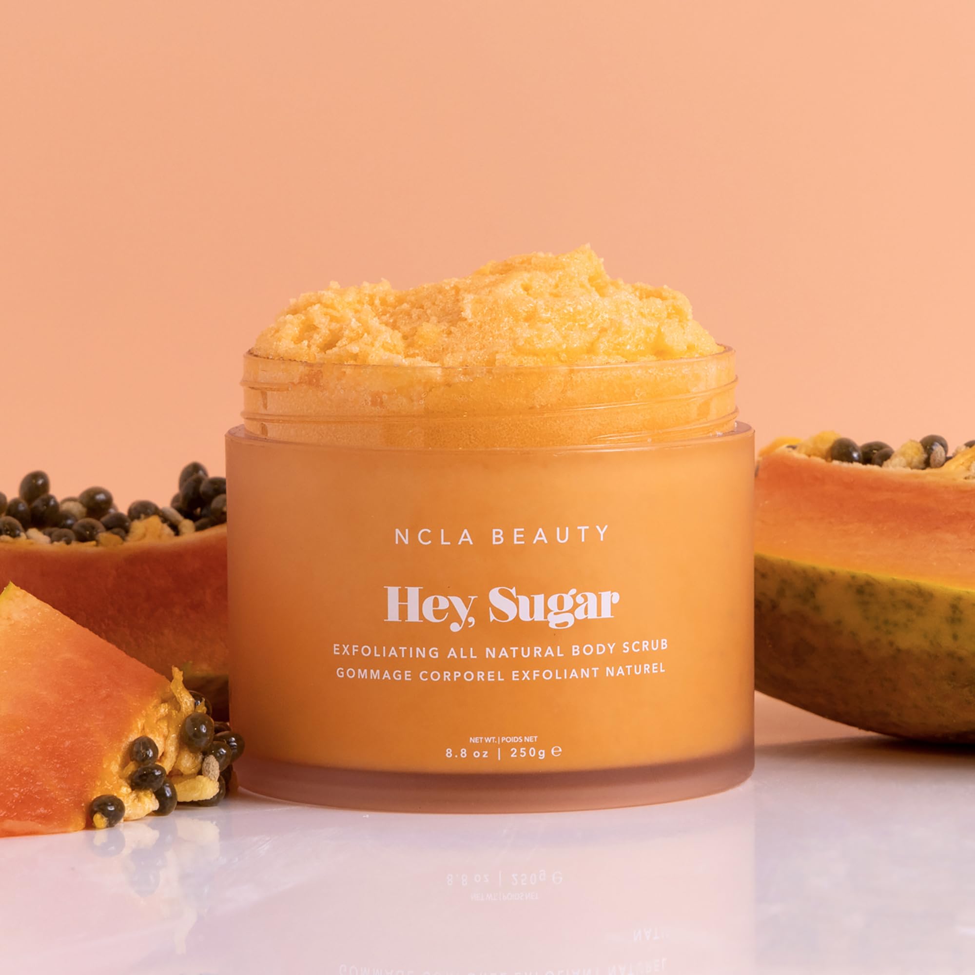 NCLA Beauty Hey Sugar All Natural Body Scrub - Moisturizing, Exfoliating Sugar Scrub - Shea, Cocoa, and Mango Butters - Papaya Vanilla - 8.8 oz