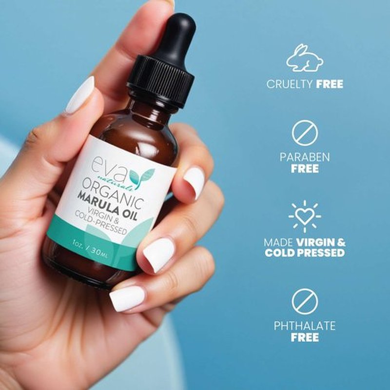 Eva Naturals Marula Oil – 100% Pure Cold Pressed Oil for Face, Hair, Skin & Body – Lightweight Facial & Massage Serum – Moisturizer for Aging Care, Gua Sha & Beard Use – 1 Oz