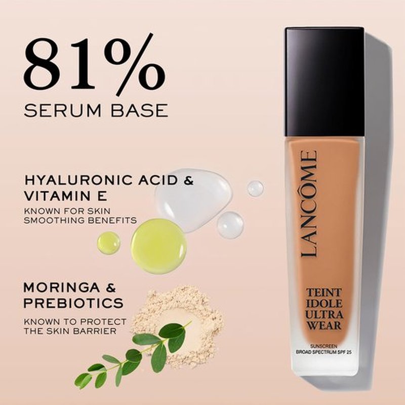 Lancôme Teint Idole Ultra Wear Natural Matte Foundation- Longwear, Medium-Full Coverage, Natural Finish, Waterproof & Hydrating - 220C (Light Skin with Cool/Pinky Undertones), 1 Fl Oz
