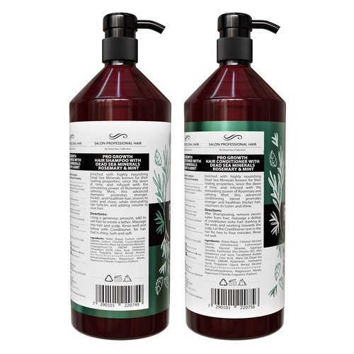 Dead Sea Collection Shampoo and Conditioner Set for Strengthening and Volume - Pure Dead Sea Minerals, Rosemary and Mint – Hair Care - Nutrition, Repair and Shine - Pack of 2 (33.8 & 30.6 Fl. Oz)