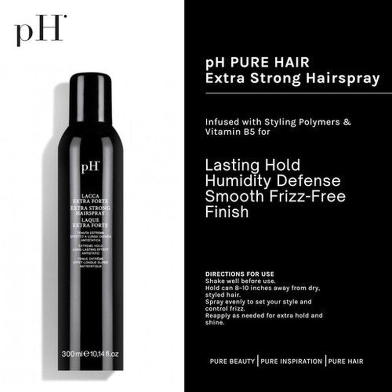 pH PURE HAIR Extra Hold Hairspray - Strong Anti-Frizz & Humidity-Resistant Formula - 10.1 oz