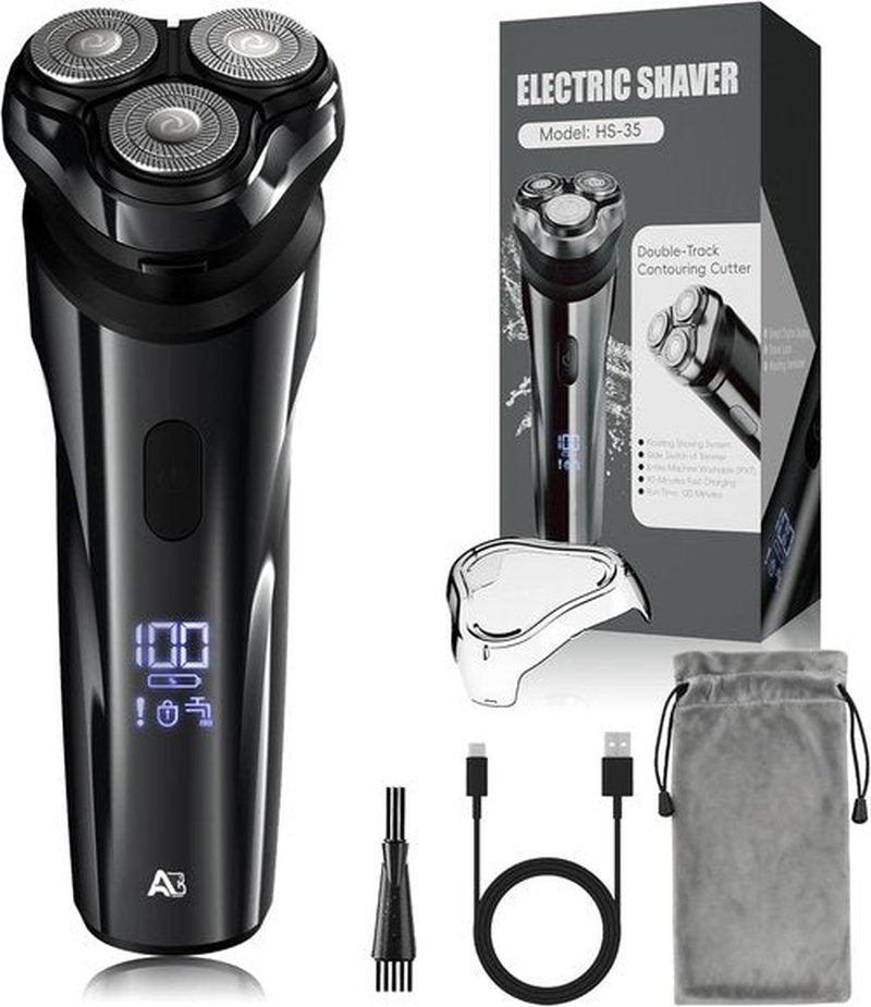 Skiennix Electric Rechargeable Shaver - IPX7 Waterproof Rotary Razor with 4D Floating Head | Travel-Friendly Black