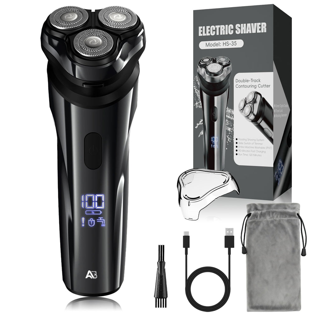 ABGAB Electric Rotary Shaver for Men,4D Floating Head, LED Display,Type-C