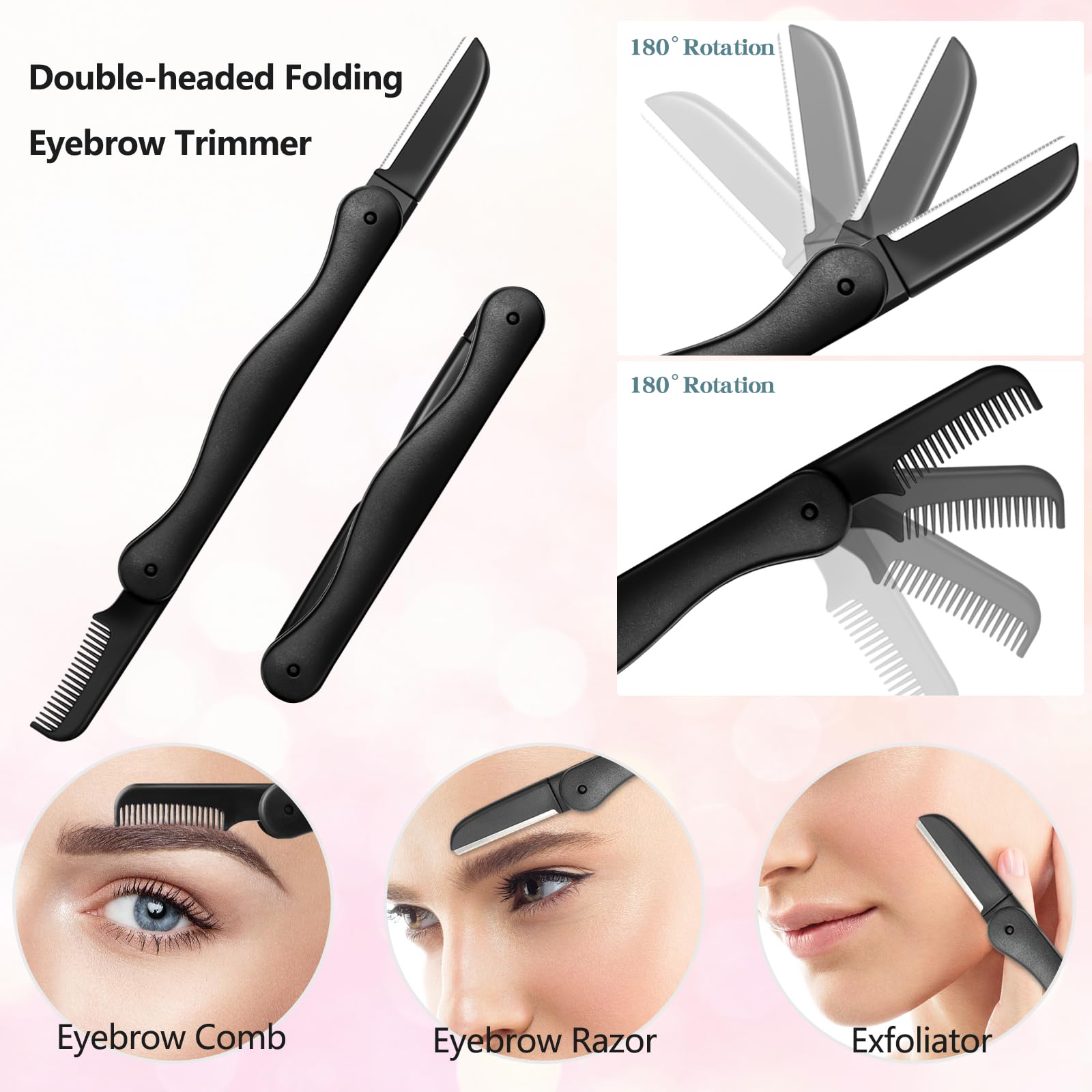 Eyebrow Razor, 5-in-1 Eyebrow Kit, Professional Eyebrow Grooming Set, Eyebrow Trimmer Set for Women and Men, Including Brow Razors Trimmer, Brush, Eyebrow Scissors, Slant Tweezers