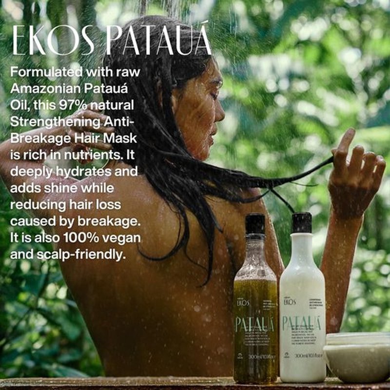 Natura Ekos Patauá Strengthening Anti-Breakage Hair Mask - For Weakened, Brittle, Damaged and Dry Hair - Vegan, Not Tested On Animals