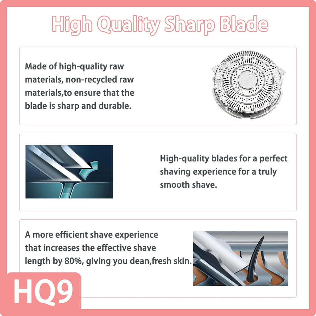 New Upgraded HQ9 Replacement Blades Compatible With Philips Norelco Hq9 Replacement Heads,for Speed XL 8140XL 8150XL 8160XL 8170XL Series,8200 Series,9100 Series,and PT/AT900 Electric Shavers Models