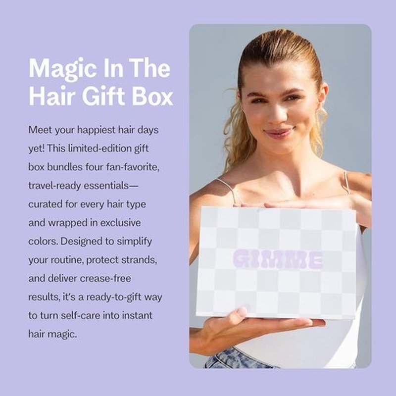 Gimme Beauty Magic Is In The Hair Gift Box - Essential Hair Care Set for All Hair Types - Includes Bands, Detangler & Massage Brush