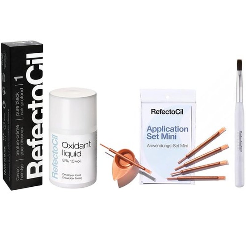 RefectoCil Hair Tinting Kit - Cream Dye, Liquid Oxidant 3%, Mixing Brush & Dish Included