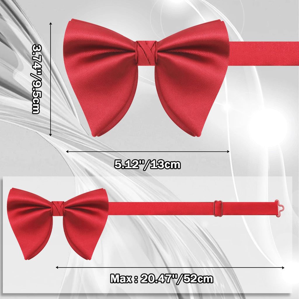 GHTIYLP Mens Bow Tie Pre Tied Oversized Bow Ties for Men Satin Bowties for Tuxedo Wedding Party Banquet (Red)