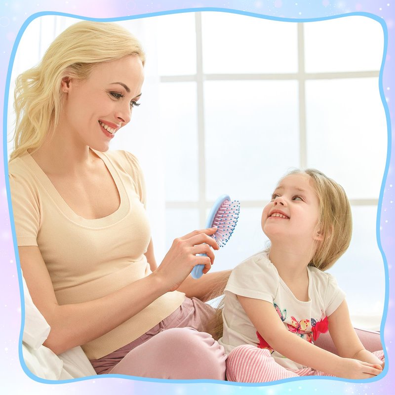 Zopeal 28 Pcs Kids Easter Gifts Wet Hair Mini Brush Bulk Girl Spring Back to School Small Pocket Travel Hairbrush Hygiene Detangler Soft Bristle Detangling Paddle for Party Favor Reward(7 Colors)