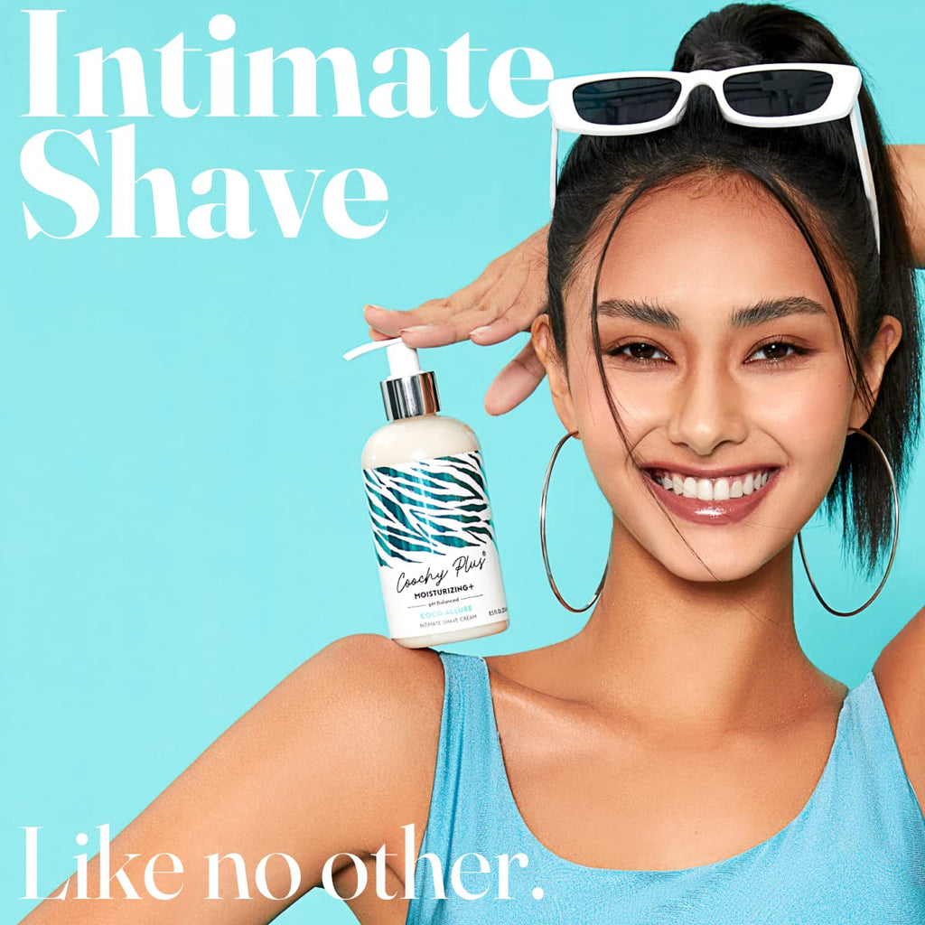 Coochy Plus Intimate Shaving Cream MOISTURIZING Plus COCO ALLURE For Pubic, Bikini Line, Armpit - Rash-Free With Patent-Pending Formula – Prevents Razor Burns & Bumps, In-Grown Hairs, Itchiness 3 Pack