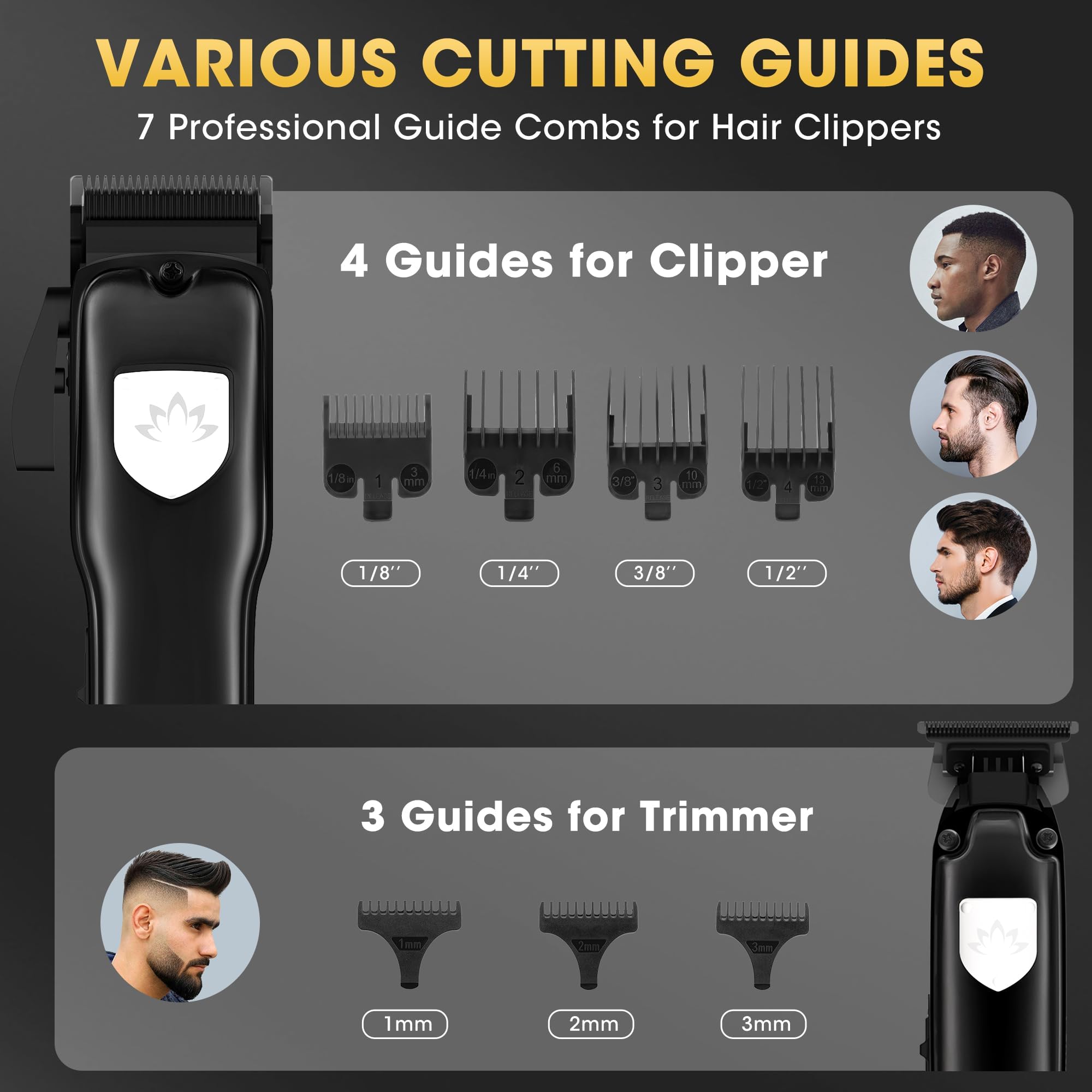 Dumite Professional Hair Clippers for Man,Electric Shavers Razor T-Blade Hair Trimmer, Men’s Grooming Kit Cordless Barber Trimmer Bald Shavers with 4 Guides & 3 Foil Head (Bronze)