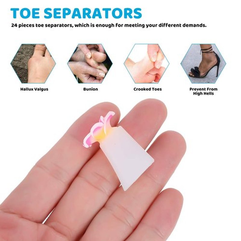 DOITOOL Silicone Toe Separators for Pedicure 32Pcs Flower Design Toe Spacers Nail Dividers Soft Reusable Stretchers for Women Home and Salon Use