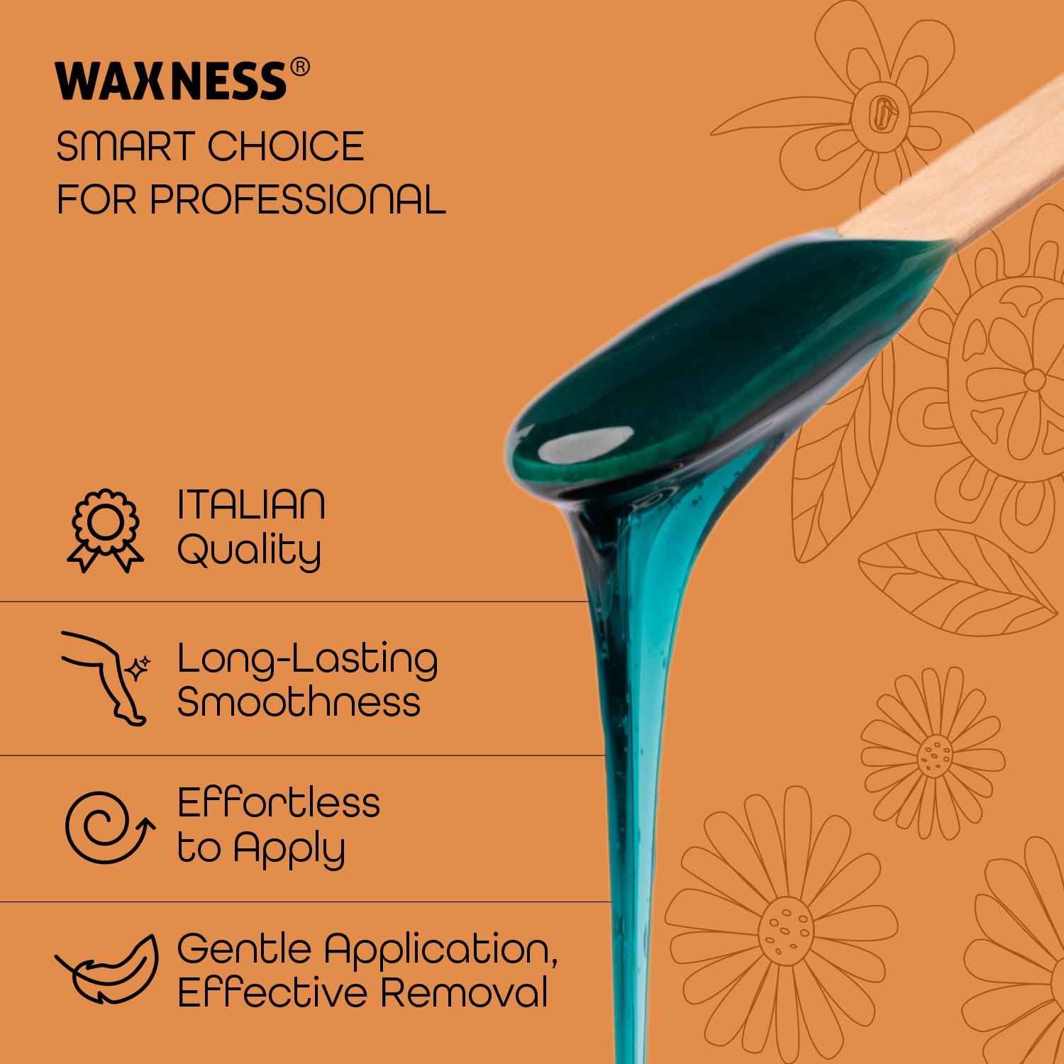 Waxness Film Hard Wax Beads Azulene 2.2 lb (1 kg) – Stripless Professional Hard Wax with Azulene for Face & Body, Smooth Application – Made in Italy