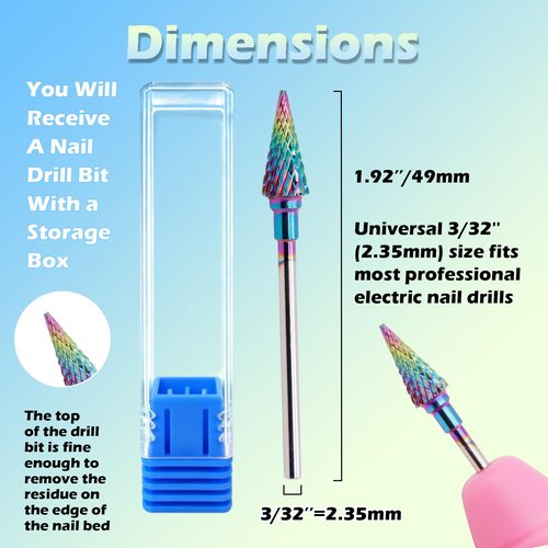 FANTEXY 3/32" Carbide Nail Drill Bit,5 In 1 Tungsten Nails Drill Bit Professional,Acrylic Nail Supplies,Nails Tech Supplies,Suitable for Manicure Pedicure Cuticle Gel Polishing (Medium - M)