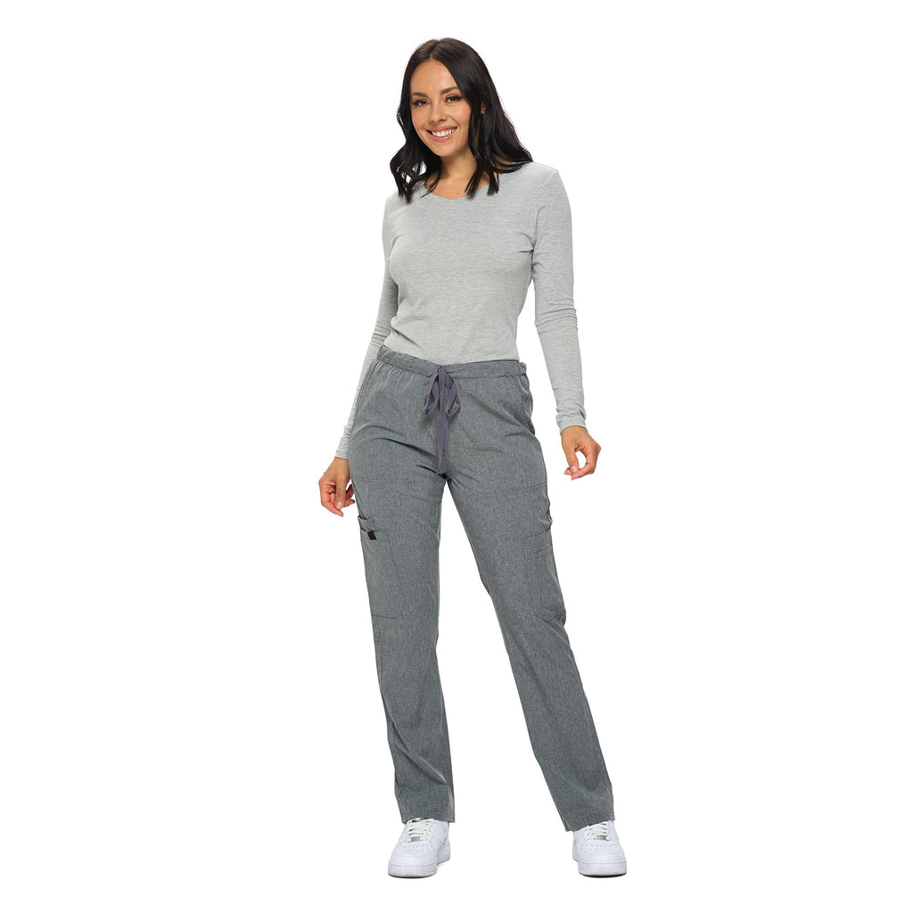 Monarch Uniforms Scrub Sets in Regular and Petite Stretchy Scrubs for Women Set of Scrub Top and Scrub pants-(HEATHER GREY)-3X