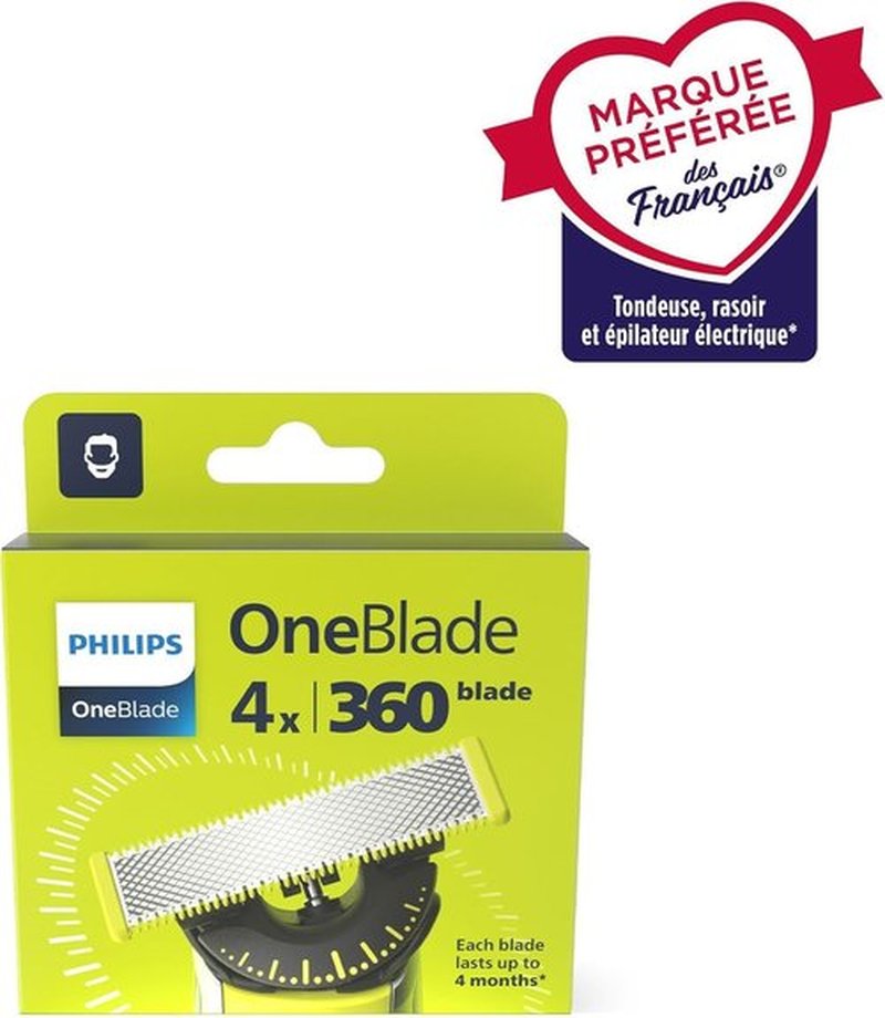 Philips OneBlade Replacement Blades - 4 Pack for OneBlade Electric Shaver & Trimmer | Model QP440/50