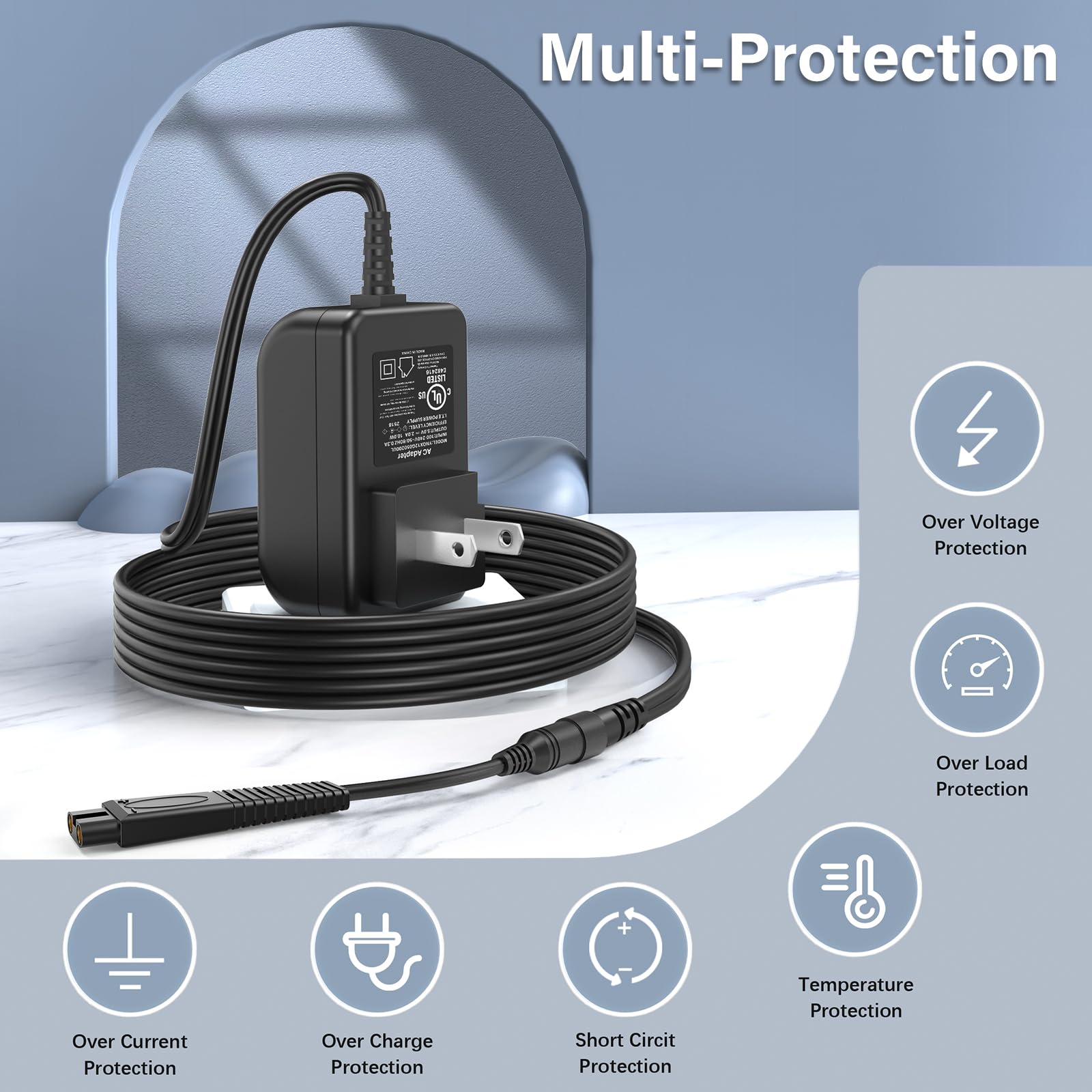 Power Cord for Freebird Electric Head & Body Hair Shaver Mens Razor 5V UL