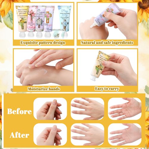 Heigble 6 Pcs Christian Gifts Bulk for Women Valentine's Day Cross Hand Cream Bulk Travel Size Easter Bible Verse Gifts Jesus Religious Scripture Faith Party Favors for Sunday Prayer Church Mothers