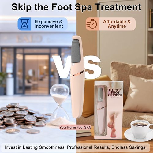 Electric Foot File, Callus Remover for Feet,Rechargeable Foot Pedicure Tool for Dry &Dead Cracked Skin,Professional Cordless Hard Skin Removal with 2 Durable Heads