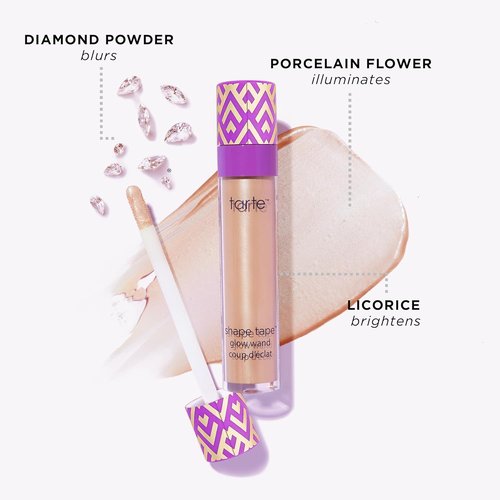 Tarte Shape Tape Glow Wand - Sheer Liquid Highlighter with Mineral Pigments & Shea Butter for Radiant Skin | Vegan & Cruelty-Free