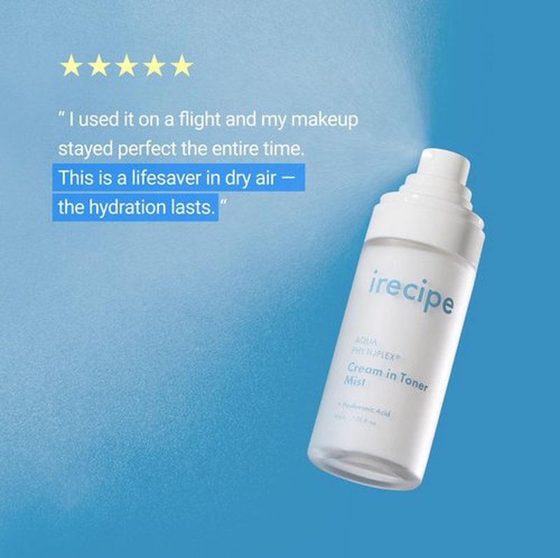 IRECIPE Aqua Phytoplex Cream in Toner Mist Long Lasting Deep Hydration, All-in-One Facial Mist for All Skin Type Unscented Clean Beauty, Vegan, Cruelty Free, Korean Skincare (60ml / 2.02 oz)