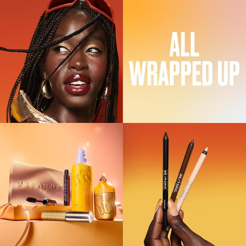Urban Decay Radiant Holiday Makeup Set - Glow Getter 3Pc Bundle | All Nighter Dewy Spray, Naked Eyeshadow Palette, Perversion Mascara