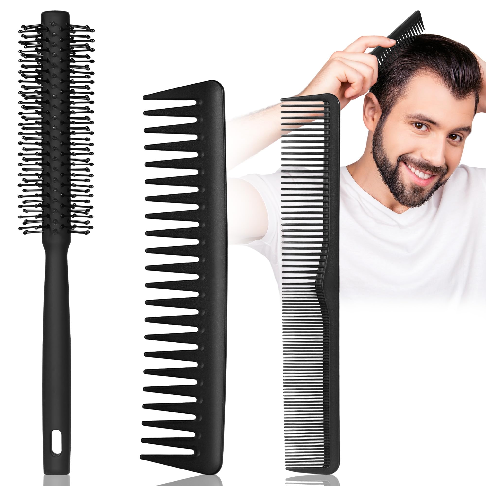SALONSILK Hair Brush for Men, Men Hair Brush & Styling Comb Set