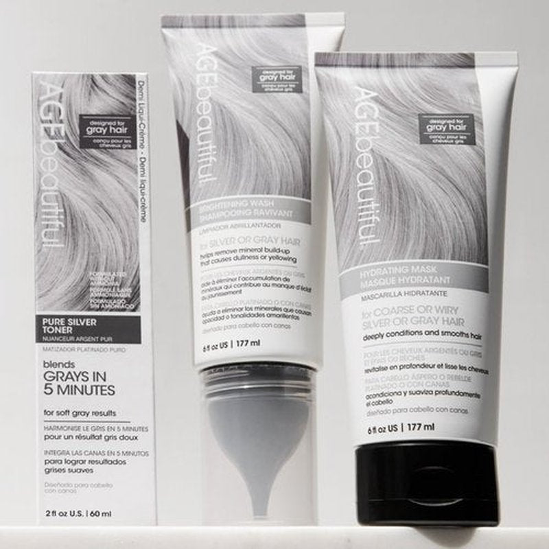 AGE beautiful Hydrating Mask for Wiry, Coarse Silver or Gray Hair, with Silk Amino Acids & Keratin, Deeply Condition & Reduce Frizz for Smooth, Shiny Hair