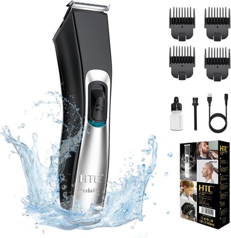 HTC Men's Hair Clippers & Beard Trimmer - All-in-One Professional Grooming Kit | Corded & Cordless, Fully Washable