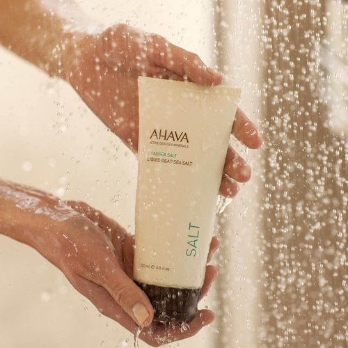 AHAVA Liquid Dead Sea Salt Gel - Rejuvenating In-Shower Spa Treatment with Osmoter & Grapefruit Oil | 6.8 Fl. Oz