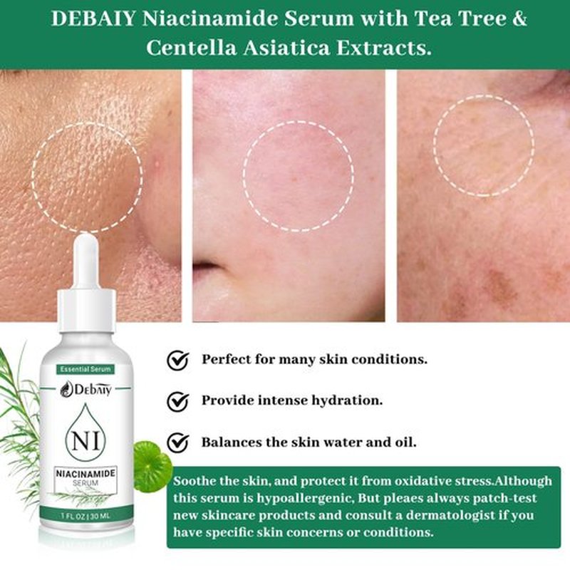 5% Niacinamide Serum with 4% Tea Tree & Centella Asiatica Extracts Soothing Facial Serum (3 Pack 1fl.oz|30ml)